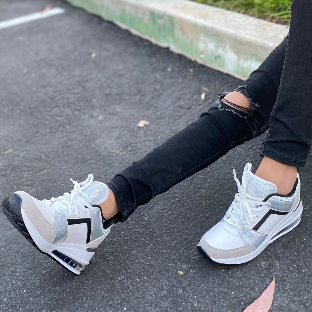 CLEARANCE! Kicks Holographic Wedge Sneakers - Picture 5 of 8